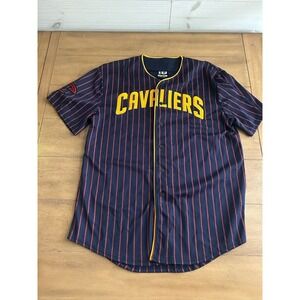 UNK Cleveland Cavaliers Baseball Jersey Men's Blue Red Pinstripe Size XL